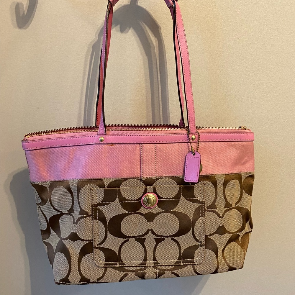 Coach Monogram Pink and Tan Purse